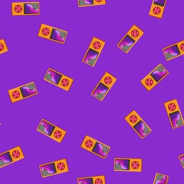 Seamless pattern volume hifi mp3 player cartoon vector Stock Illustration