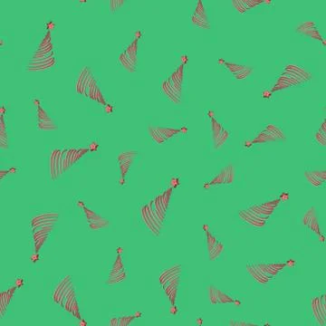 Seamless pattern volume red Christmas tree made from ribbons. New year vector イラスト素材