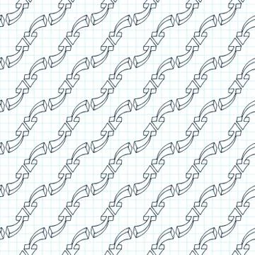 Seamless pattern of volumetric arrows on checkered paper Stock Illustration
