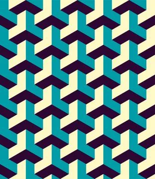 Seamless pattern volumetric isometric vector geometric optical illusion Stock Illustration