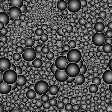 Seamless pattern with voluminous black and white balls. Stock Illustration