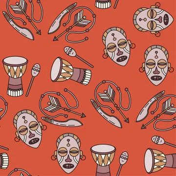 Seamless pattern with voodoo symbols Stock Illustration