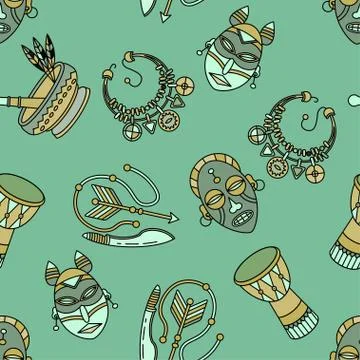 Seamless pattern with voodoo symbols. Illustrazione stock