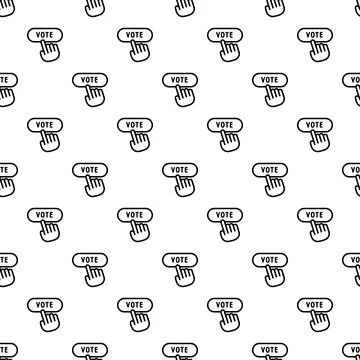 Seamless pattern with voting hand cursor on vote button Stock Illustration