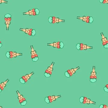 Seamless pattern waffle ice cream character cartoon vector Stock Illustration