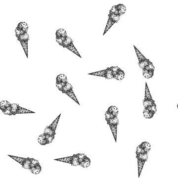 Seamless pattern waffle ice cream cone sketch hand drawn Stock Illustration