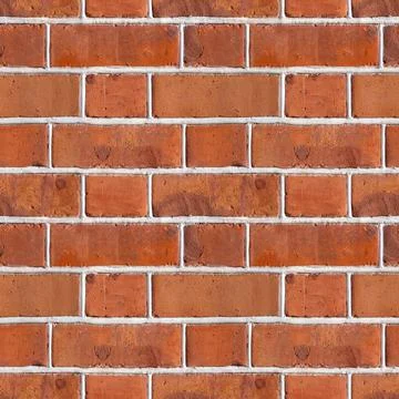 Seamless pattern of the wall made of old red bricks and white cement between  Stock Photos