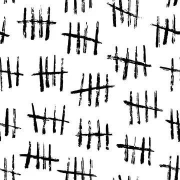 Seamless pattern with wall tally paint, ink marks Stock Illustration