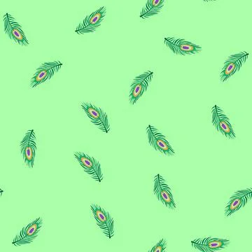 Seamless pattern wallpaper peacock feather cartoon vector Stockillustratie