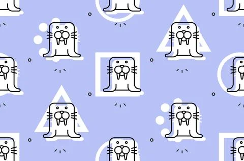Seamless pattern with Walrus Stock Illustration