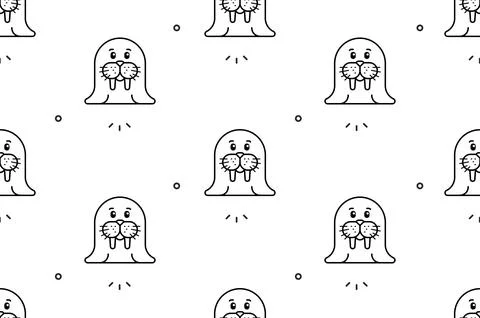 Seamless pattern with Walrus Illustrazione stock