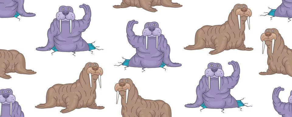 Seamless Pattern with Walruses Stock Illustration
