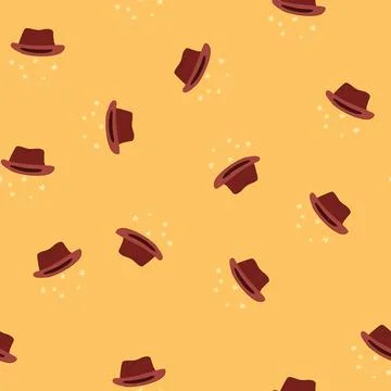 Seamless pattern wand magician hat cartoon vector Stock Illustration