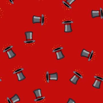 Seamless pattern wand magician hat cartoon vector 스톡 일러스트