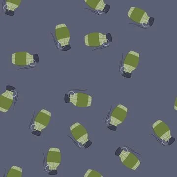 Seamless pattern war grenade cartoon vector Stock Illustration