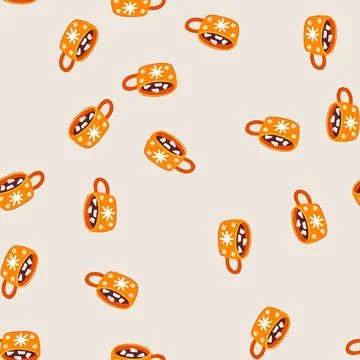 Seamless pattern warm marshmallow cup cartoon vector 스톡 일러스트