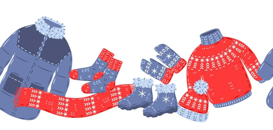 Seamless pattern with warm winter clothes. Background for advertising and Stock Illustration
