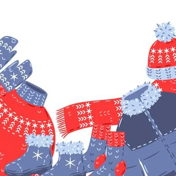 Seamless pattern with warm winter clothes. Background for advertising and Illustrazione stock