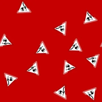 Seamless pattern warning road sign cartoon vector Stock Illustration