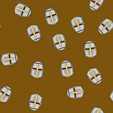 Seamless pattern warrior knight helmet cartoon vector Stock Illustration