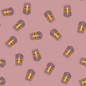 Seamless pattern warrior knight helmet cartoon vector Stock Illustration