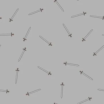 Seamless pattern warrior viking sword cartoon vector 스톡 일러스트