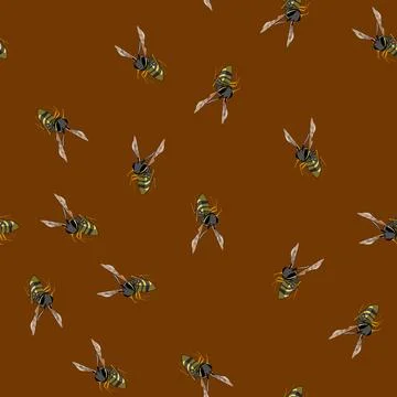 Seamless pattern Wasp insect illustrating nature and summer pest concept Stock Illustration