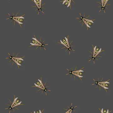 Seamless pattern Wasp insect illustrating nature and danger concepts Stock Illustration