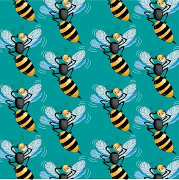 Seamless pattern with wasps in a mask Stock Illustration