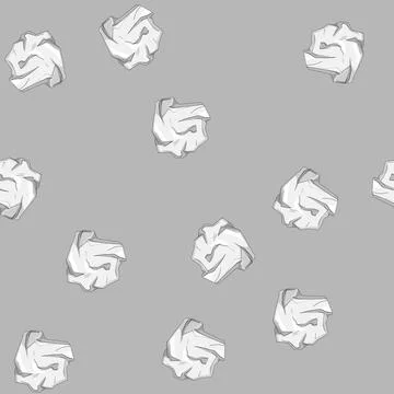 Seamless pattern waste crumpled paper balls cartoon vector Stock Illustration