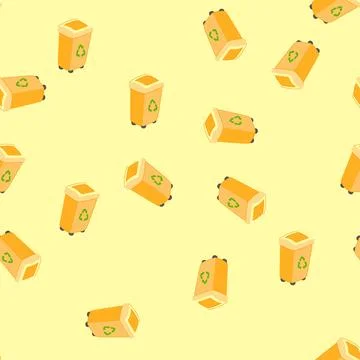 Seamless pattern waste trash bin cartoon vector Stock Illustration