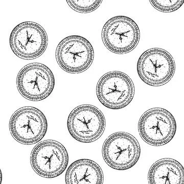 Seamless pattern watch clock sketch hand drawn イラスト素材