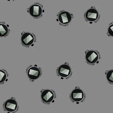 Seamless pattern watch stopwatch cartoon vector Stock Illustration