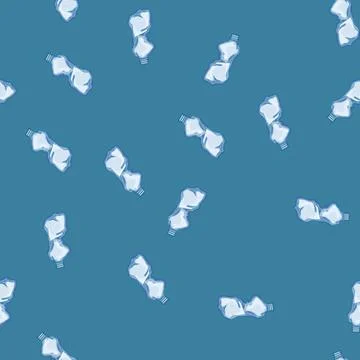 Seamless pattern water crumpled plastic bottle cartoon vector 库存插图