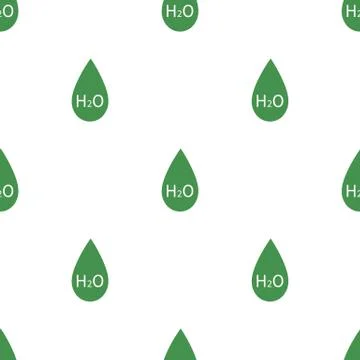 Seamless pattern with water drop icon. Green ecological sign. Protect planet. Stock Illustration