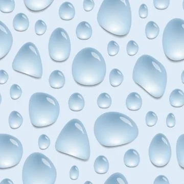 Seamless pattern with water drops, background with blue water spots, vector Stock Illustration