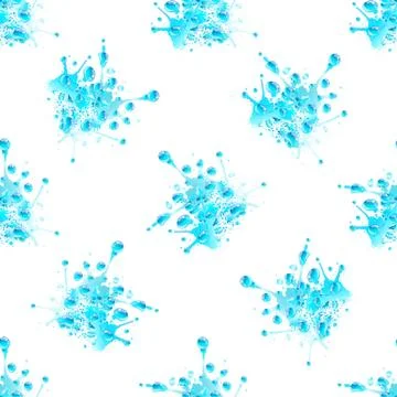 Seamless pattern of water drops of different shapes, isolated on white Stock Illustration