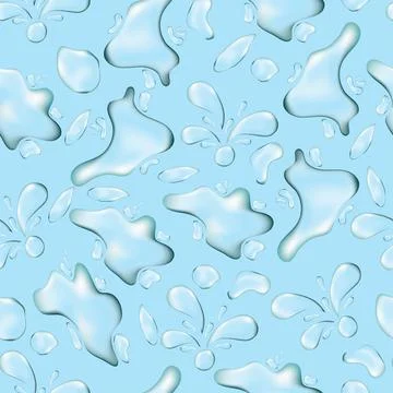 Seamless pattern of water drops on a light blue background Stock Illustration