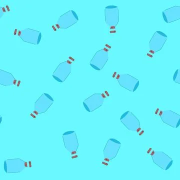 Seamless pattern water glass bottle cartoon vector Stock Illustration