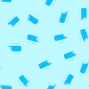 Seamless pattern water glass splashing and bubbling with freshness Stock Illustration