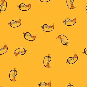 Seamless pattern water hookah shisha cartoon vector sign color Stock Illustration