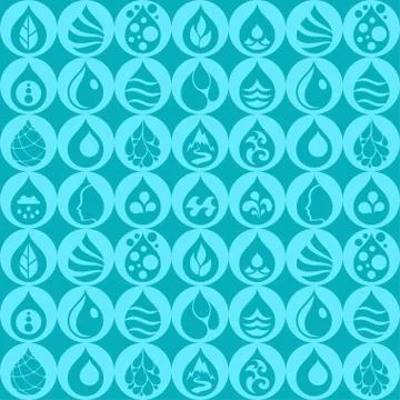 Seamless pattern with water icons in flat design style イラスト素材