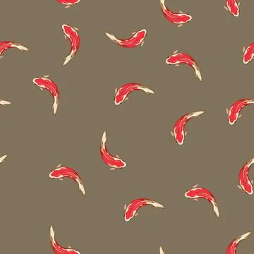 Seamless pattern water koi fish carp cartoon vector Stock Illustration
