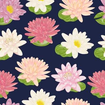 Seamless pattern with water lily. Collection decorative floral design elements 库存插图