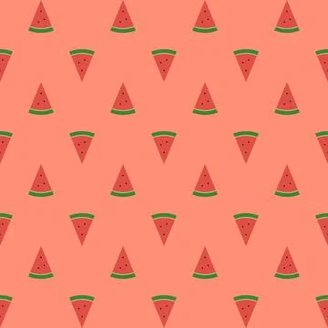 Seamless pattern water melon slices isolated on pink background Stock Illustration