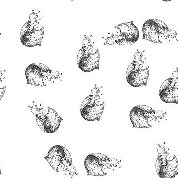 Seamless pattern water ocean wave sketch hand drawn Stock Illustration
