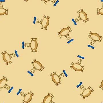 Seamless pattern water plumbing valve cartoon vector Stock Illustration