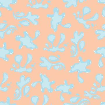Seamless pattern with water splashes on a beige background Stock Illustration
