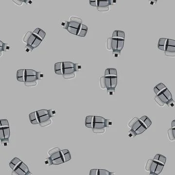 Seamless pattern water sport drinking bottle cartoon vector Stock Illustration