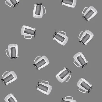 Seamless pattern water teapot tea kettle cartoon vector Stock Illustration